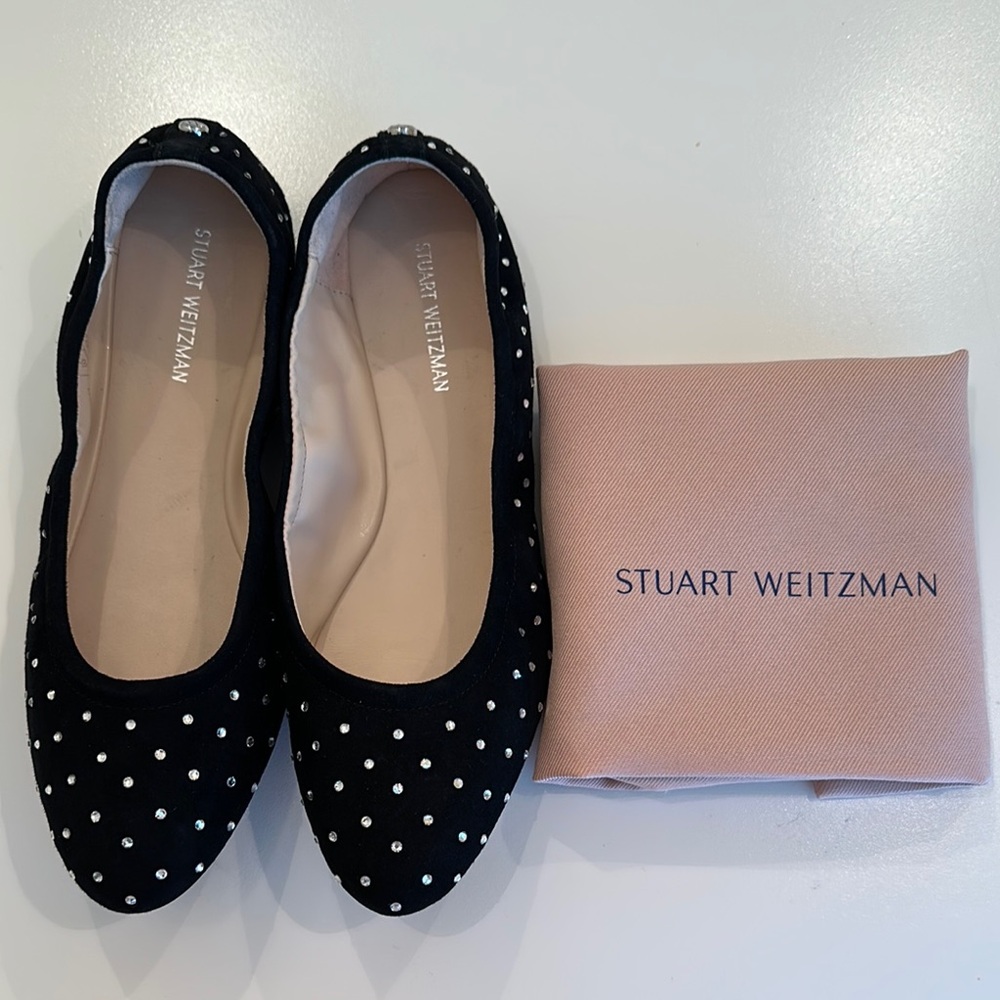 Stuart Weitzman Black and White Polka Dot Flats
